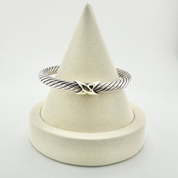 David Yurman X Cable Classic Station Bracelet w/ 14K Yellow Gold - Medium - Picture 1 of 12